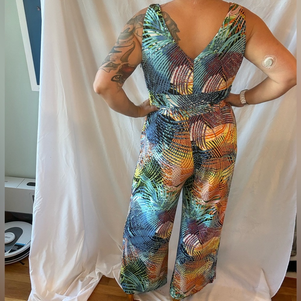 Pappagallo Blue And Orange Patterned Jumpsuit - image 2